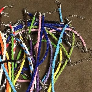 10 braided bracelet cords w/clasp  + 10 LARGE HOLE BEADS ...  mbe-99